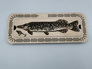 Fishing Engraved Cribbage Board — Three Track