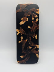 Reverse of the Mexican Brasiletta Origin cribbage board, with branching wood figure set in deep midnight blue epoxy.