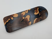 Midnight Islands Origin brasiletta cribbage board with smoky midnight blue resin — reverse side.
