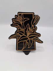 Saskatchewan lily sign in walnut over black